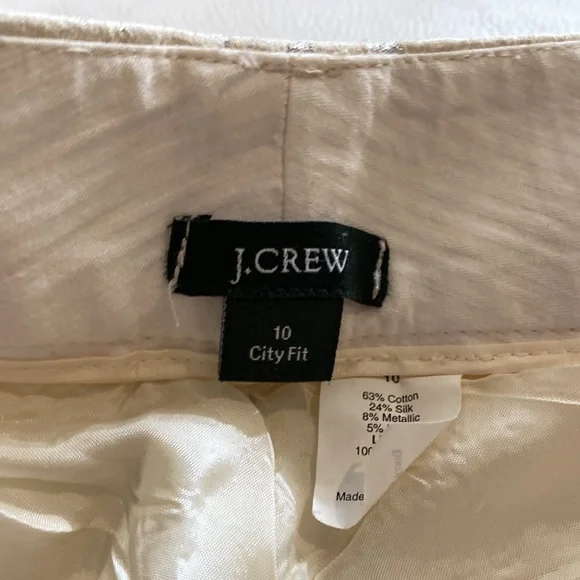 J. Crew ivory and silver metallic pants - Picture 4 of 6